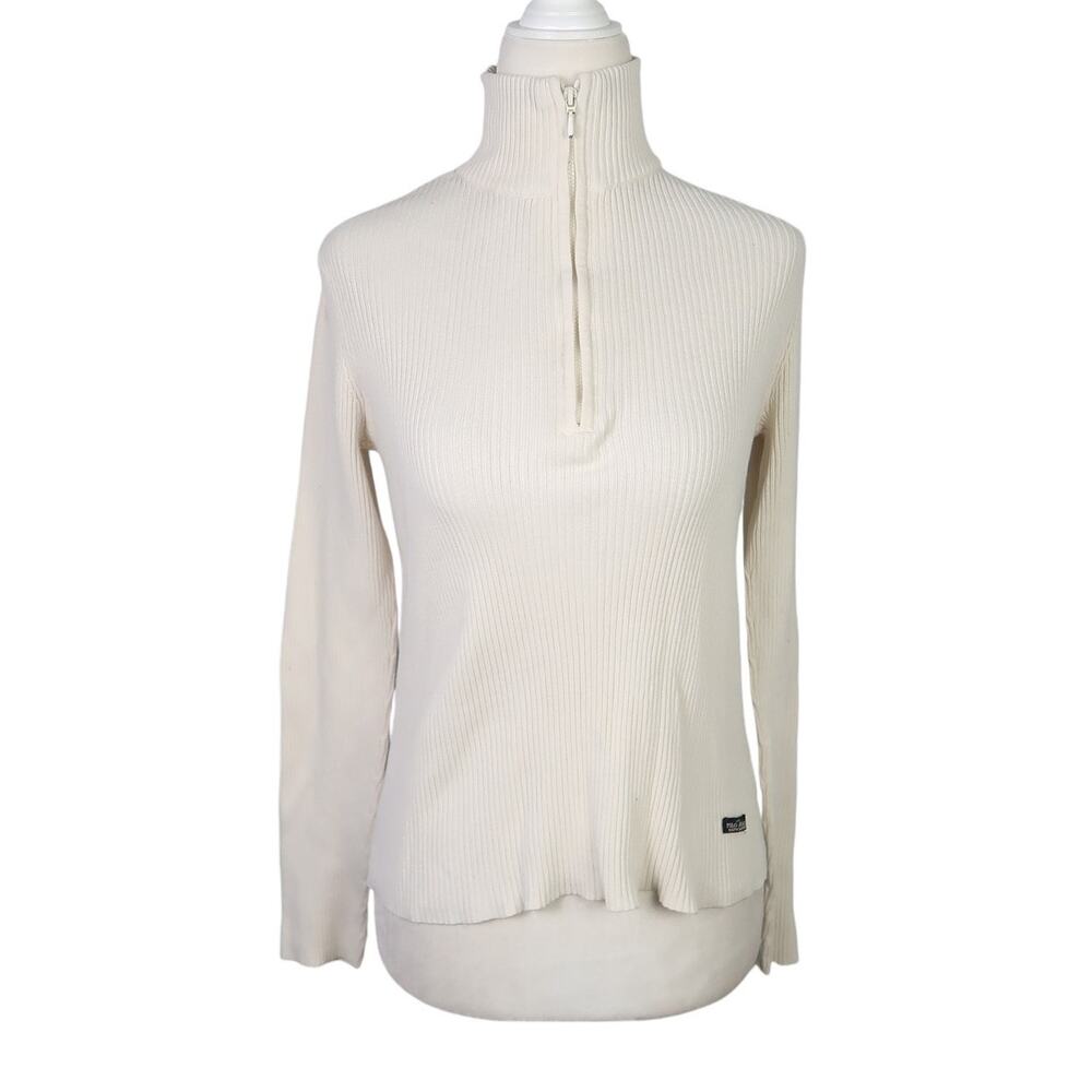 Vintage 90s Polo Jean Ralph Lauren cream ribbed knit sweater top M.
